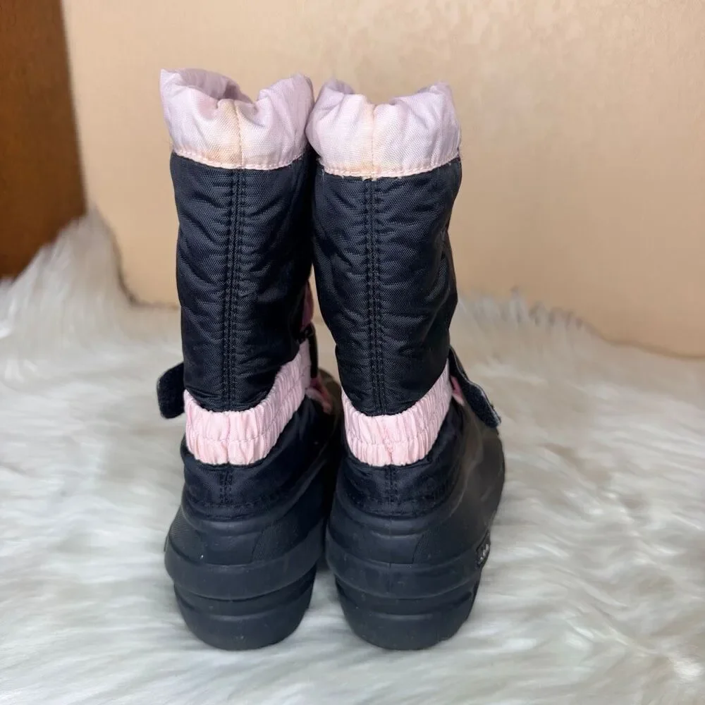 Sorel Flurry Pink Black Winter Lined Snow Boots Size 2